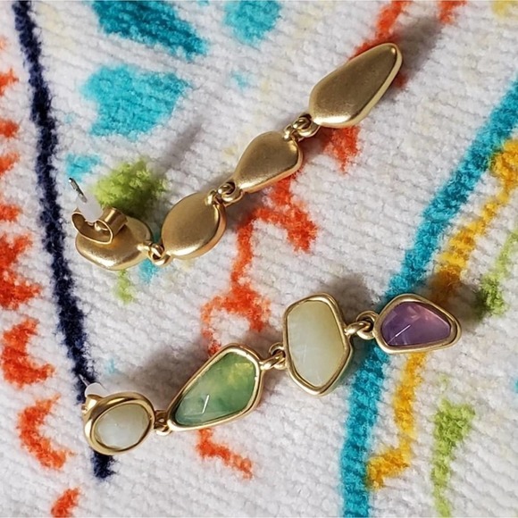 Lucky brand jeweled geometric gold tone drop earrings NEW!!!! - Picture 4 of 4